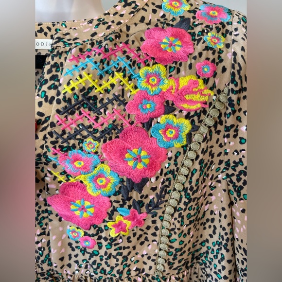 Jodifl leopard print & flowered embroidery top size S - Picture 4 of 8